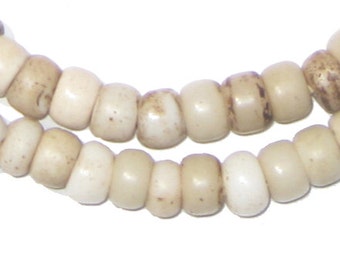 100 cuentas antiguas de padre blanco - Cuentas de vidrio africanas - Suministros para la fabricación de joyas - Cuentas comerciales africanas - Made in Ethiopia ** (PADR-RND-WHT-209)