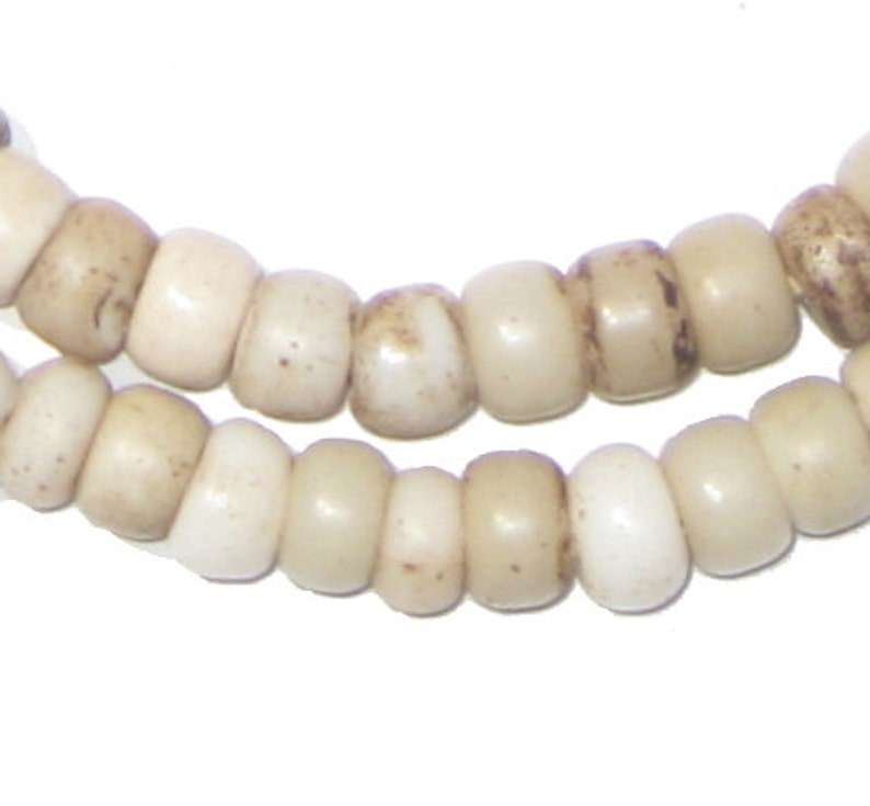 100 Old White Padre Beads African Glass Beads Jewelry Making Supplies African Trade Beads Made in Ethiopia PADR-RND-WHT-209 image 1