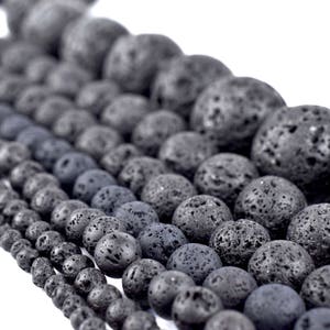 Natural Lava Beads: Black Volcanic Rock Beads 4mm 6mm 8mm 10mm 12mm 14mm Lava Rock Jewelry Beads Round Volcanic Lava Beads Wholesale image 1