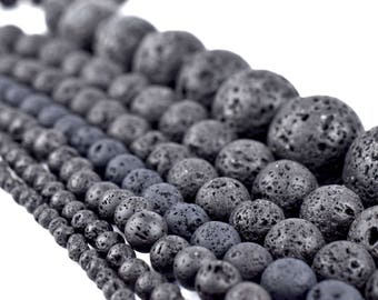 Natural Lava Beads: Black Volcanic Rock Beads 4mm 6mm 8mm 10mm 12mm 14mm Lava Rock Jewelry Beads Round Volcanic Lava Beads Wholesale