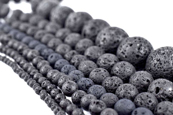 Natural Lava Beads: Black Volcanic Rock Beads 4mm 6mm 8mm 10mm 12mm 14mm  Lava Rock Jewelry Beads Round Volcanic Lava Beads Wholesale 