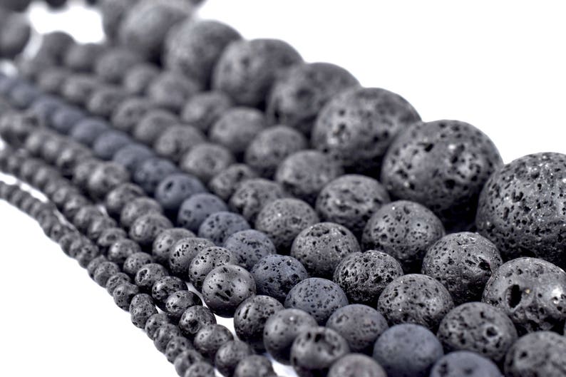 Natural Lava Beads: Black Volcanic Rock Beads 4mm 6mm 8mm 10mm 12mm 14mm Lava Rock Jewelry Beads Round Volcanic Lava Beads Wholesale 