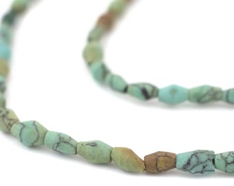 55 Afghani Bicone Turquoise Beads 6x4mm: Turquoise Gemstone Turquoise Stone Green Stone Beads 4mm Stone Beads Stone Bicone Beads