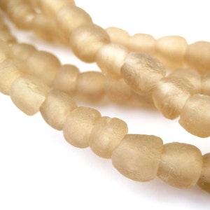 80 Mocha Recycled Glass Beads - Small Recycled Glass - Mocha Colored Glass - Ghana Glass Beads - Translucent Glass (RCY-RND-BRN-734)