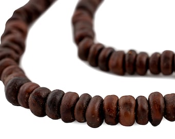 220 cuentas de semillas naturales Cawwa de Kenia - Cuentas de madera africanas - Materiales para la fabricación de joyas - Hecho en Kenia ** (SED-USU-BRN-908)