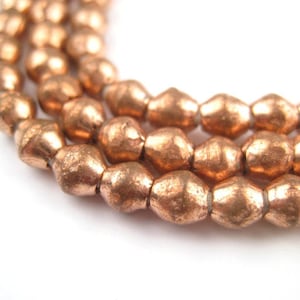 150 Ethiopian Copper Bicone Beads - African Metal Beads - Small Copper Beads - African Strand - Copper Strand (MET-BIC-CPR-198)