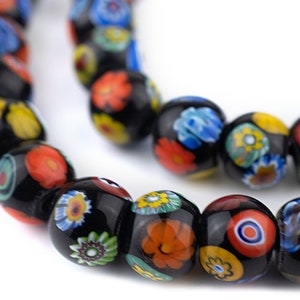 69 Premium Round Millefiori Beads 10mm: Thousand Flower Floral Pattern Beads Handmade Glass Beads Round Shaped Beads Large Glass Beads