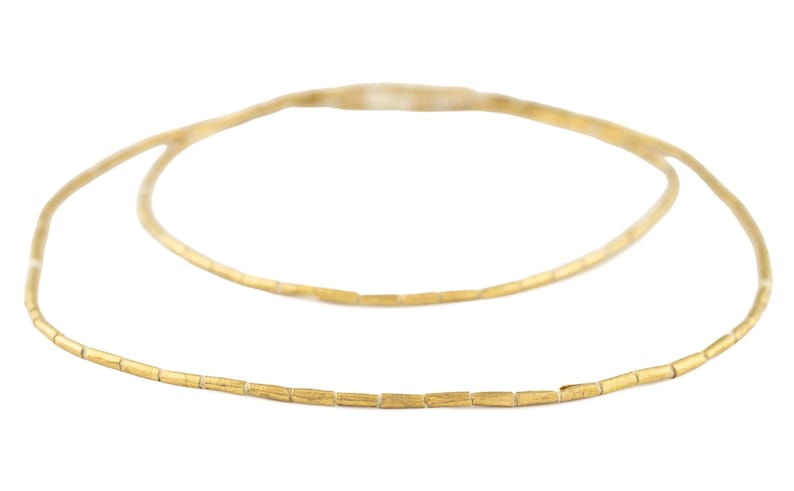 100 perline etiopi in ottone tubolare 8 x 2 mm - Perline africane in ottone - Materiali per la creazione di gioielli - Prodotte in Etiopia ** (MET-TUB-BRS-237) immagine 4