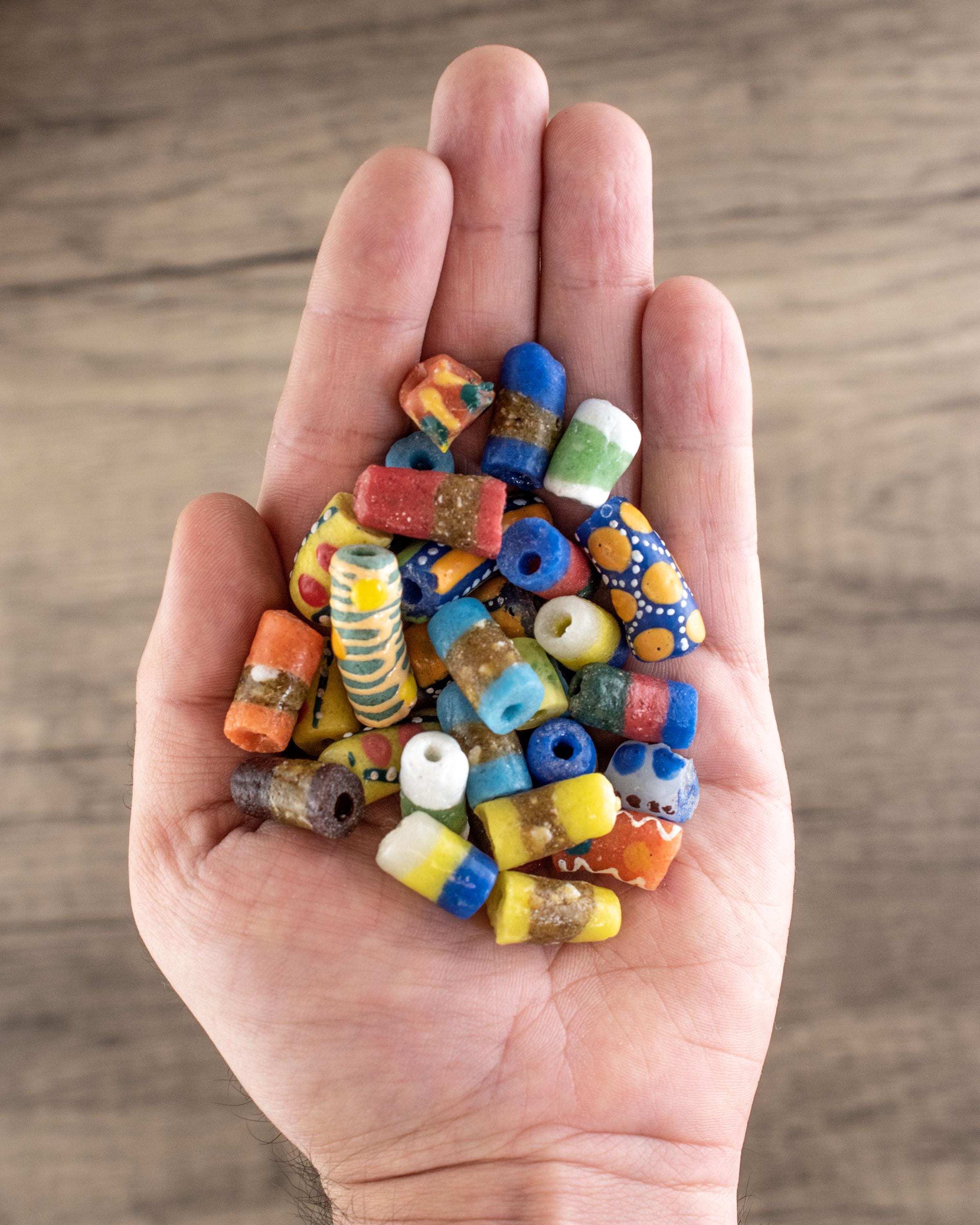 52 Krobo Tribal Beads - African Powder Glass Beads Ghana (KRB-MIX