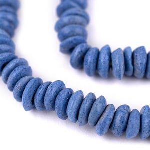 200 Carolina Blue Ashanti Glass Saucer Beads 10mm: Ashanti Glass Beads Blue Ashanti Beads Big Glass Beads Saucer Shaped Beads Handmade Beads