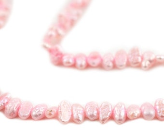 Pastel Nugget Vintage Japanese Pearl Beads, Pink 4mm, 16 Inch Strand, Artisan Jewelry Supplies from Japan