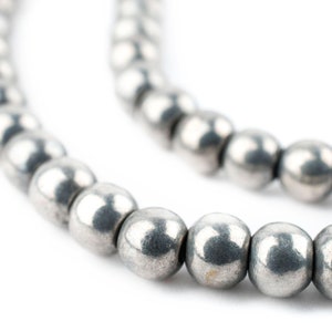 75 Silver Round Sphere Beads 6mm: Metal Spacer Beads Ethnic Metal Beads Boho Silver Beads Silver Round Beads 6mm Silver Beads Handmade Beads
