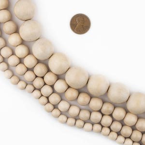 Beige Wood Beads: Natural Cream Round Wooden 8mm 10mm 12mm 20mm Boho Spacer Beads High Quality Jewelry Supplies for Necklace Bracelet Making image 4