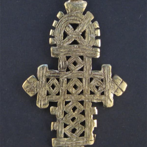 Ethiopian Coptic Cross Large - African Brass Pendant - Jewelry Making Supplies - Made in Ethiopia ** (PND-CBL-570)