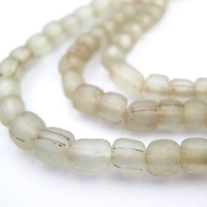 115 Clear Java Glass Beads - Recycled Glass Beads - Handmade Glass Beads - Glass Nugget Beads - Eco-Friendly Beads (JVA-CYL-CLR-146)