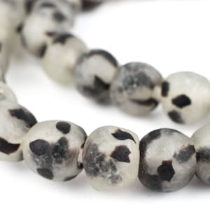 44 Speckled Black Recycled Glass Beads 14mm: Eco-Friendly Beads Powder Glass Beads Glass Ball Beads Black Glass Beads Ghana Krobo Beads