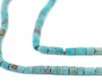 110 Cylindrical Afghani Turquoise Heishi Beads 3mm: Turquoise Gemstone Turquoise Beads Turquoise Stone Spacer Beads Handmade Beads