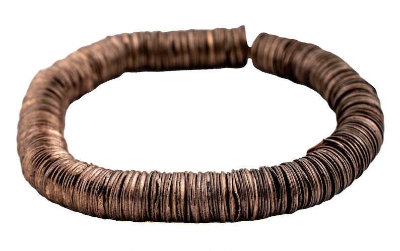 Verouderde koperen in elkaar grijpende knapperige kralen, 10 mm, 8,5 inch streng, hoogwaardige ambachtelijke sieraden afbeelding 4