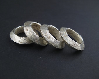 Silver Ethiopian Wollo Rings 18mm Set of 4 - African Silver Pendant - Jewelry Making Supplies - Made in Ethiopia + (WLO-SLV-105)