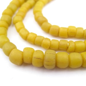 115 Mustard Yellow Java Glass Beads: Java Seed Beads Bali Glass Beads Matte Glass Beads Ethnic Glass Beads 5mm Glass Beads (JVA-CYL-YLW-125)