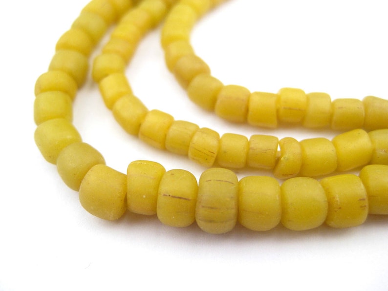 115 Mustard Yellow Java Glass Beads: Java Seed Beads Bali Glass Beads Matte Glass Beads Ethnic Glass Beads 5mm Glass Beads (JVA-CYL-YLW-125) image 1
