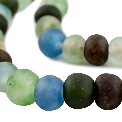 38 Recycled Glass Beads - Multicolor African Beads - 18mm Round Beads - Fair Trade - Made in Africa (RCY-RND-MIX-622)