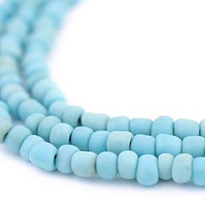 265 babyblå Java-glaspärlor 4 mm, 48" sträng: Java-pärlor Bali-glaspärlor Matta glaspärlor Små glaspärlor Runda glaspärlor