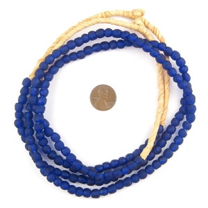 African Recycled Glass Opaque Navy Tumbled Round 13mm