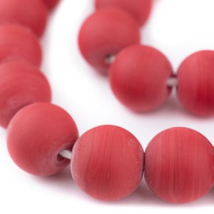 30 Round Colodonte Beads Red - African Glass Beads - Jewelry Making Supplies (CZEC-RND-RED-206)