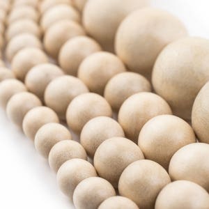 Beige Wood Beads: Natural Cream Round Wooden 8mm 10mm 12mm 20mm Boho Spacer Beads High Quality Jewelry Supplies for Necklace Bracelet Making image 3