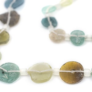 30-35 Light Roman Glass Button Beads 8mm: Flat Roman Glass Roman Glass Beads Ancient Glass Beads Old Glass Green Glass Beads Aqua Color