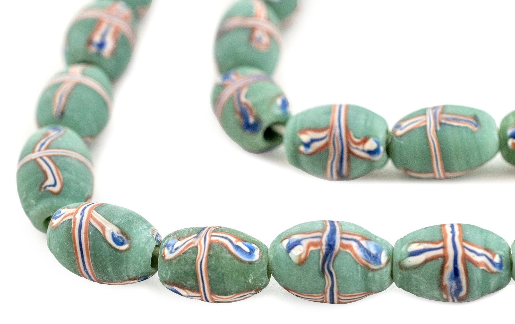 Mini Java French Cross Beads, Pistachio Green, 24 Inch Strand