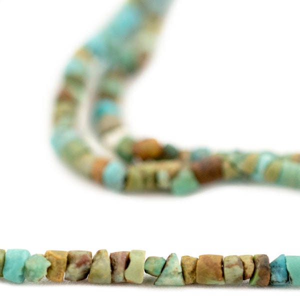 245 Green Cylindrical Afghani Turquoise Heishi Beads 2mm: Genuine Green Gemstone Heishi Beads from Afghanistan, Sold by the Strand