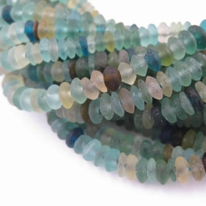 190 Roman Glass Saucer Heishi Beads: Heishi Roman Glass Roman Glass Beads Real Roman Glass Afghani Glass Beads (AFG-HSH-BLU-237)