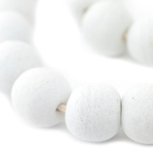 26 Jumbo Opaque White Recycled Glass Beads 23mm: Coffee Table Beads Farmhouse Beads African Glass Beads Ghanaian Glass Beads Big Glass Beads