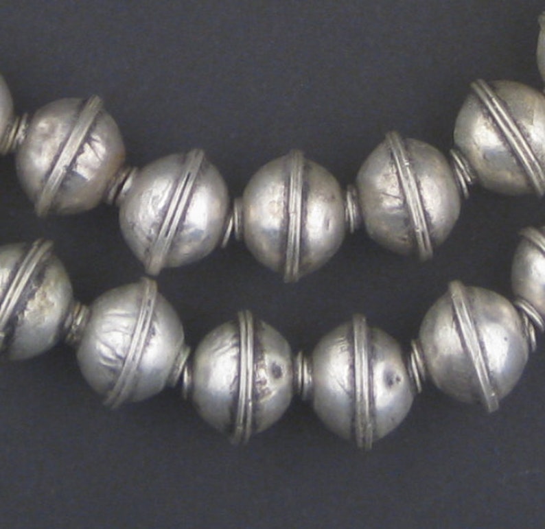 Made in Morocco * BRB-BIC-SLV-101 48 Berber Silver Bicone Beads 12x14mm African Silver Beads