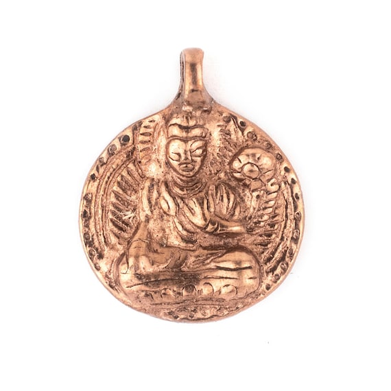 Round Copper Buddha Pendant 28x34mm Handmade Tibetan Buddhist Pendant Mantra Meditation Yoga Themed Jewelry Supplies Wholesale Pricing Etsy UK