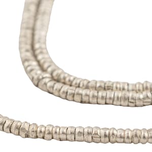 400 Ethiopian Silver Heishi Beads - 3mm African Silver Beads - Metal Spacers - Jewelry Making Supplies - Made in Ethiopia (MET-HSHI-SLV-265)