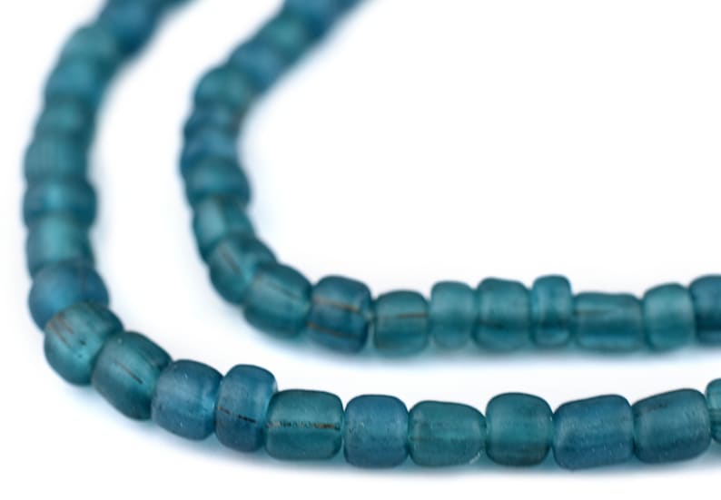125 Vintage Blue Java Glass Beads Antiqued Glass Beads Etsy