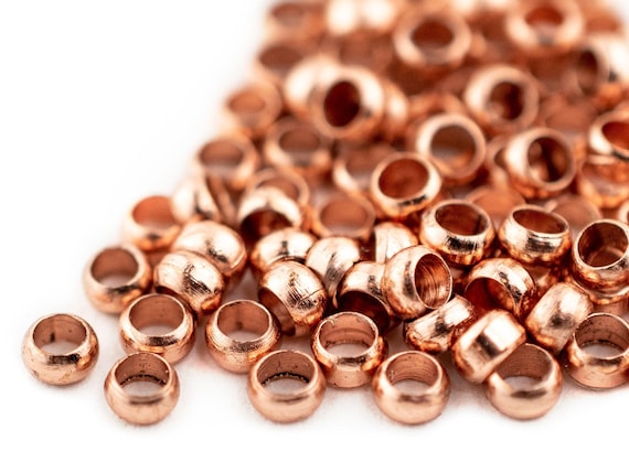 Copper Round Crimp Beads (2mm, Set of 100)