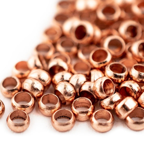 Round Copper Crimps, Sold in Packs of 100, 2mm 2.5mm 3mm 4mm, High Quality Crimp Beads, DIY Bracelet & Necklace Jewelry Making, Wholesale