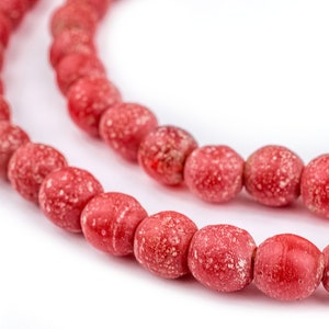 65 Red Ancient Style Java Glass Beads: 8mm Glass Beads Primitive Beads Indonesian Beads Boho Glass Beads Red Glass Beads (JVA-RND-RED-158)
