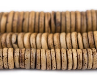 Brown Bone Button Beads: Nepal Rustic Round Flat Disks Rondelle Donut, 6mm 8mm 10mm 14mm, By the Strand, DIY Jewelry, Ships from USA!
