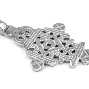 Silver Ethiopian Coptic Cross: Coptic Cross Pendant Silver Coptic Cross Axum Aksum Cross Handmade Cross White Metal Pendant (PND-CSM-656)