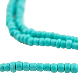 Ghana Seed Beads, Aqua Blue 2mm, 26 Inch Strand, Artisan Jewelry Supplies from Ghana