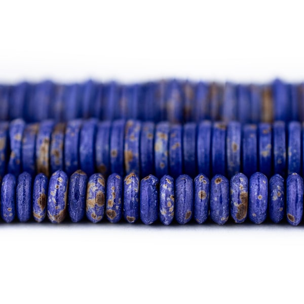 Lapis Lazuli Bone Button Beads: 6mm 10mm 12mm Indigo Cobalt Navy Blue Ethnic Rustic Speckled Thin Heishi Disk Spacers, Fast S&H!