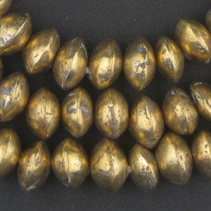 100 Brass Bicone Beads African Trade Beads Metal Necklace Vintage Jewelry Supplies Made in Mali MET-BIC-BRS-152 image 1