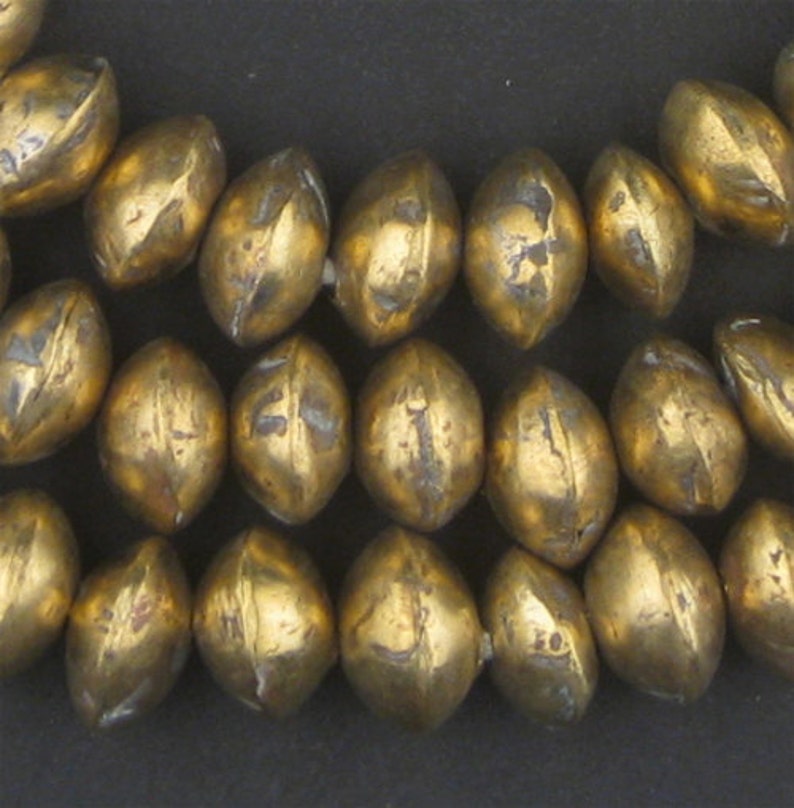 100 Brass Bicone Beads African Trade Beads Metal Necklace Vintage Jewelry Supplies Made in Mali MET-BIC-BRS-152 image 1