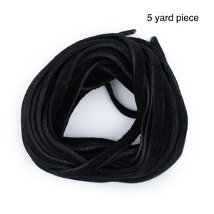 Genuine Black Suede Cord: Natural Flat Leather for Bead Stringing, Lace, Crafts, and Jewelry Making, Choose 3mm 4mm 5mm 6mm Ships from USA image 2