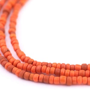 800 orange Java-glaspärlor 2,5 mm, 48" sträng: Java-pärlor Bali-glaspärlor Matta glaspärlor Orange glaspärlor Fröformade pärlor